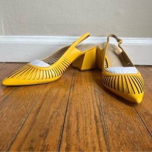 Marc Fisher LTD Yellow Pointy Toe Slingback Pump size 9. NEW IN BOX
